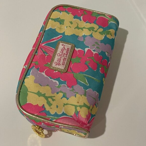 PREPPY COQUETTE ESTEE LAUDER LILLY PULITZER MAKE UP BAG HOT PINK LILAC FLORAL - Picture 6 of 14